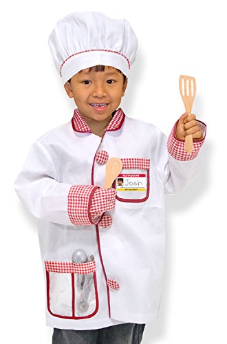 Melissa & Doug Chef Role Play Costume Dress -Up Set With Realistic Accessories, White, Ages 3-6 years