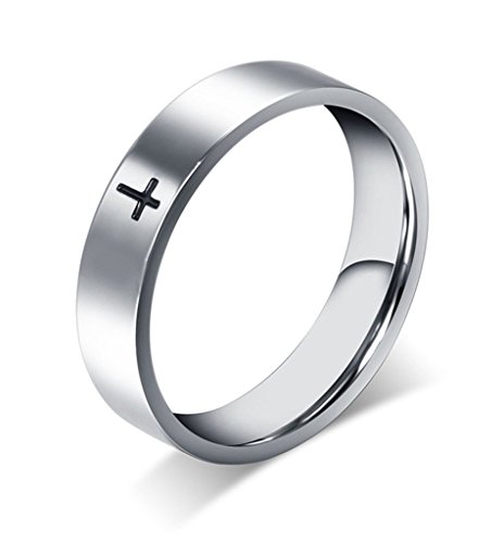 Stainless Steel Cross Ring for Mens Womens Christian Jesus Christ Lord Prayer Silver Size 7