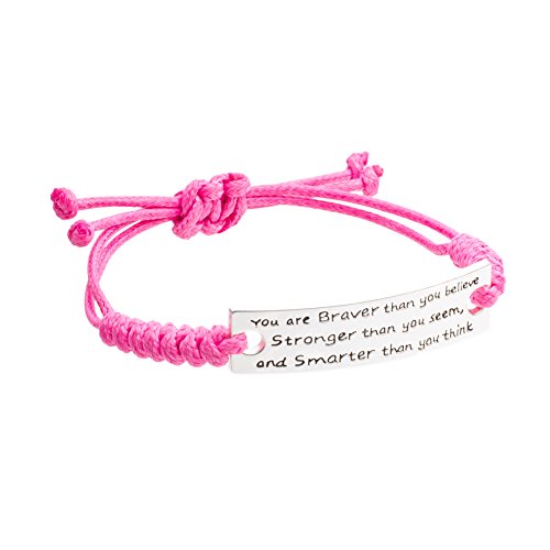 Inspirational Jewelry Bracelet – You Are Braver & Stronger Than You Think Quote – Silver Charm Wrap – Engraved Sayings for Inspiration, Motivation – Perfect Gift for Women, Men, Teens, Girls.
