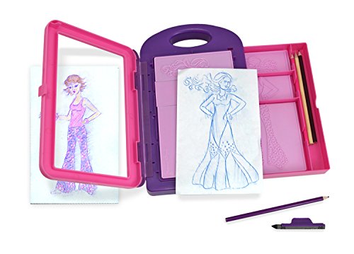 Melissa & Doug Fashion Design Art Activity Kit - 9 Double-Sided Rubbing Plates, 4 Pencils, Crayon
