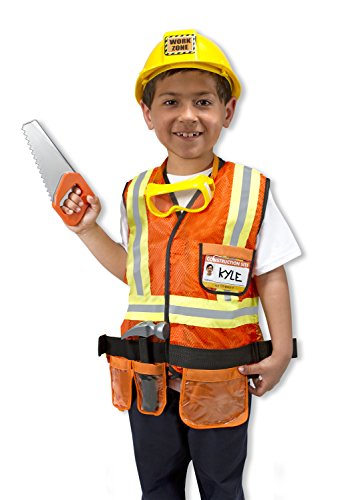 Melissa & Doug Construction Worker Role Play Costume Dress-Up Set (6 pcs)