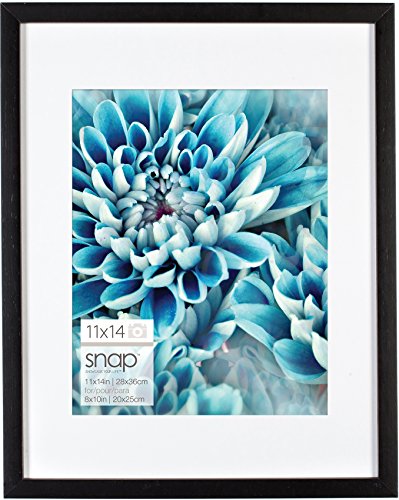 Snap 11x14 Black Wood Frame with 8x10 White Mat Opening #09FW431