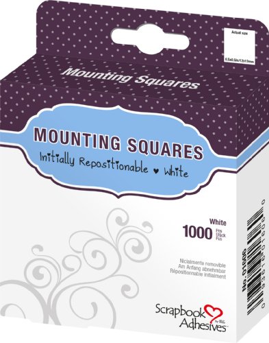 3L Repositionable Permanent Mounting Squares, 1/2-Inch x 1/2-Inch, 1000pk, White