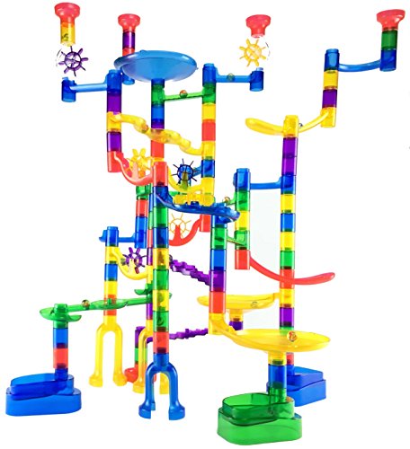 Marble Genius Marble Run Super Set - 85 Translucent Marbulous Pieces + 15 Glass Marbles