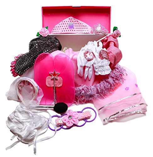 Girls Dress Up Set: Princess, Ballerina, Pop Diva, Bride, Fairy costumes for pretend play