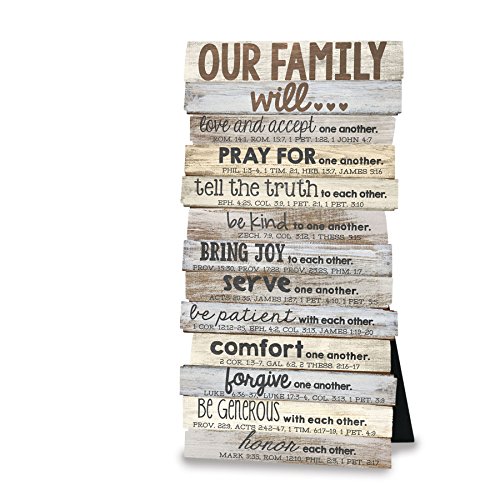Lighthouse Christian Products Our Family Will Wall/Desktop Plaque, 5 x 10
