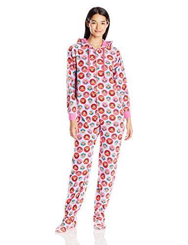 Paul Frank Women's Essentials Hooded Footed Bodysuit, Hot Pink, Medium