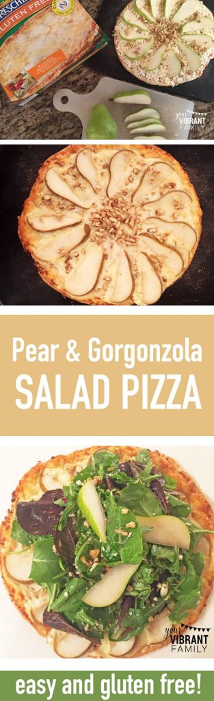 Looking for a different (and delicious) way to eat pizza? I can’t wait to share this Pear and Gorgonzola Salad Pizza recipe with you! Yes, I said pizza and salad together! And I want to show you my trick to making it faster (and gluten free)! You’ll love this easy weeknight dinner recipe!